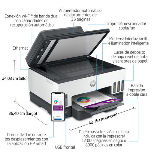 Impresora multifunción HP inkjet Smart Tank 7605