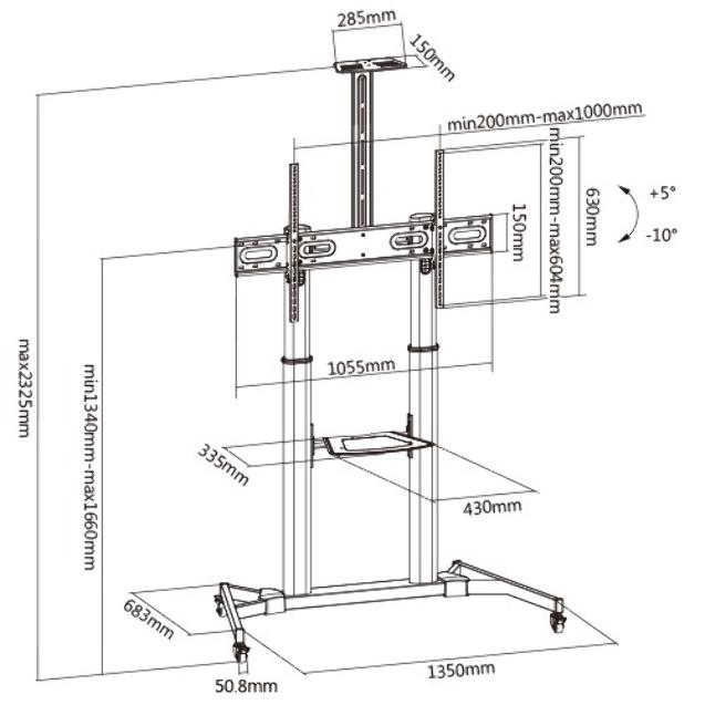 SOPORTE DE SUELO MÓVIL PARA MONITOR DE 60&quot; A 100&quot; + SOPORTE CÁMARA