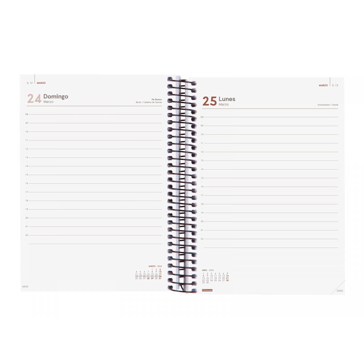 AGENDA CON ESPIRAL A-5 CUARTO OPAQUE E10 D/P DIA PAGINA NEGRO Ref. 7429160xx
