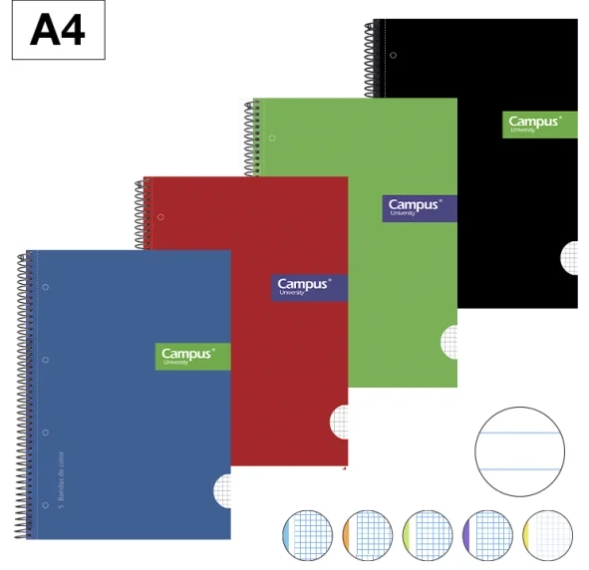 BLOC A4 160 HOJAS MICROP. TAPA EXTRADURA RAYADO HORIZONTAL CAMPUS Ref. 001171..