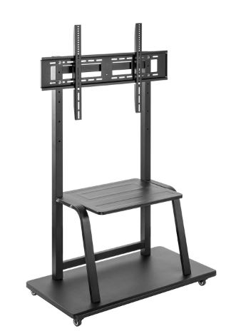 Soporte AISENS de suelo ECO con ruedas, bandeja para DVD para Monitor/TV 150Kg de 37-100, Negro