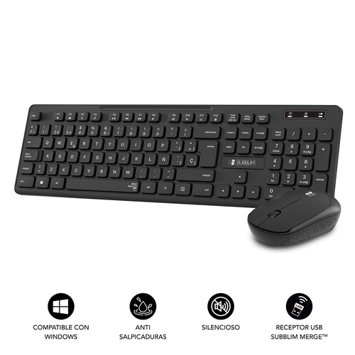 Teclado con raton SUBBLIM Business Slim Silencioso Inalambrico 2.4G Negro