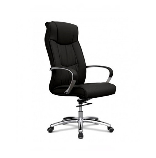 SILLÓN DIRECCIÓN, MECANISMO BASCULANTE CON AJUSTE DE TENSIÓN, BRAZOS FIJOS,  ROA NEGRO POLIPIEL