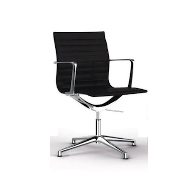 SILLÓN CONFIDENTE DIRECCIÓN EVOLE, BRAZOS FIJOS CROMADOS, BASE CROMADA, ASIENTO Y RESPALDO EN NEGRO