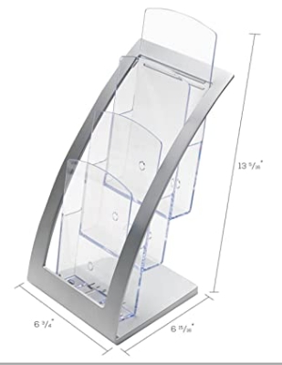 DEFLECTO Expositor sobremesa contemporary 1/3 de A4 156x171x349 mm Plata R.693645 -
