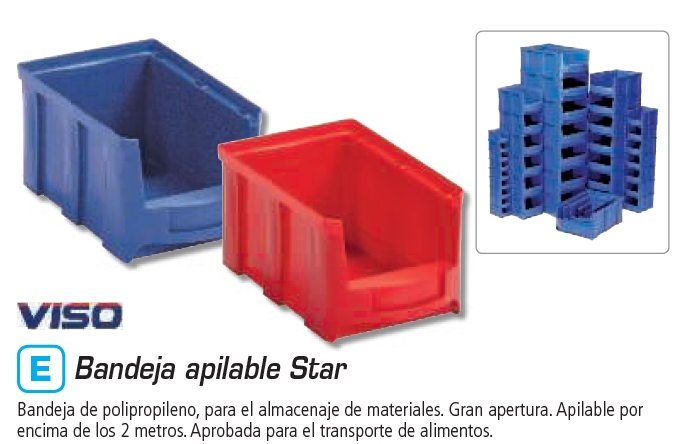 VISO Bandeja Cubeta Apilable Star Almacenaje 502x319x199 Rojo STAR5R-
