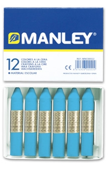 CAJA 12 CERAS BLANDAS MANLEY COLOR AZUL CELESTE Nº17 R.MNC04602-
