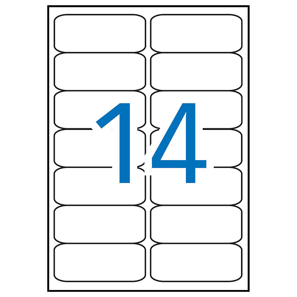 S721300 Caja 100 hojas 1400 etiquetas blancas 99,1 x 38,1 romos Pergamy 900343-