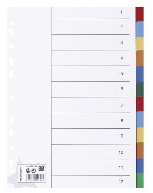 780411 JUEGO SEPARADORES PP A4 12 PESTAÑAS Ref. 623656/929252
