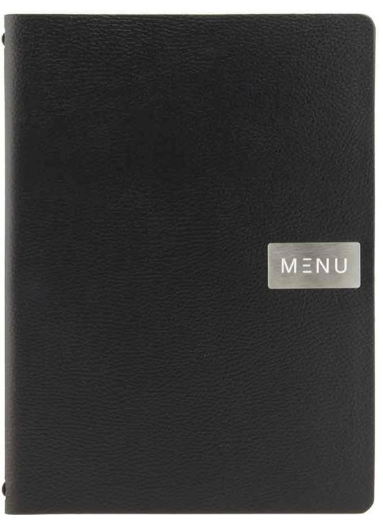 SECURIT Porta menús de cuero negro rugoso A4 MC-LRA4-RWBL-