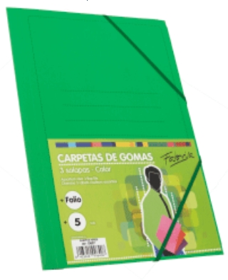 CARPETA DE CARTON 450grs FOLIO CAJA DE SOLAPA Y GOMA VERDE FABRISA Ref. 15827