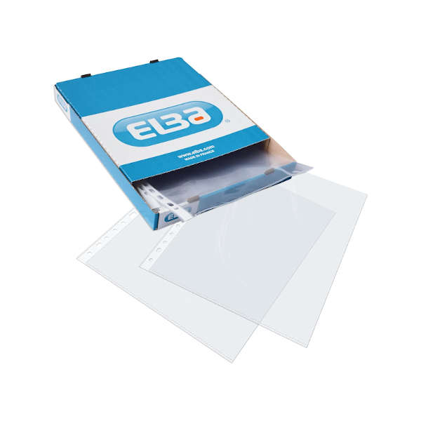CAJA DE 100 FUNDAS MULTITALADRO PP EXTRA 90 MICRAS PIEL NARANJA FOLIO ELBA Ref. 400005365