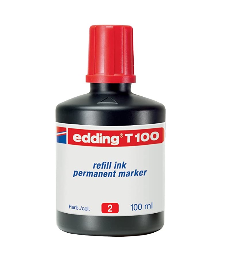 BOTE DE 100ml TINTA PERMANTENTE EDDING T100-02 ROJO