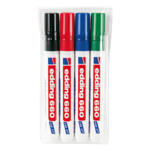 BOLSA 4 ROTULADORES PIZARRA COLORES SURTIDOS EDDING Ref. 660/4 S