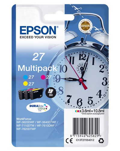 PACK 3 CARTUCHOS COLOR (C/M/Y) EPSON 27XL Ref. C13T27154012
