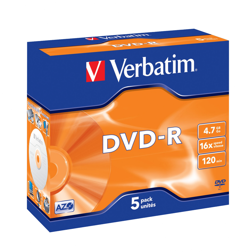 PACK 5 DVD-R VERBATIM 4.7GB 120m VERBATIM R.43519..