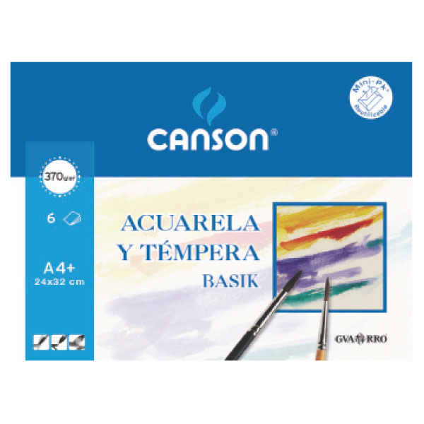 PACK DE 6 LAMINAS PARA ACUARELA BASIK 370grs A4 Ref. C400110488