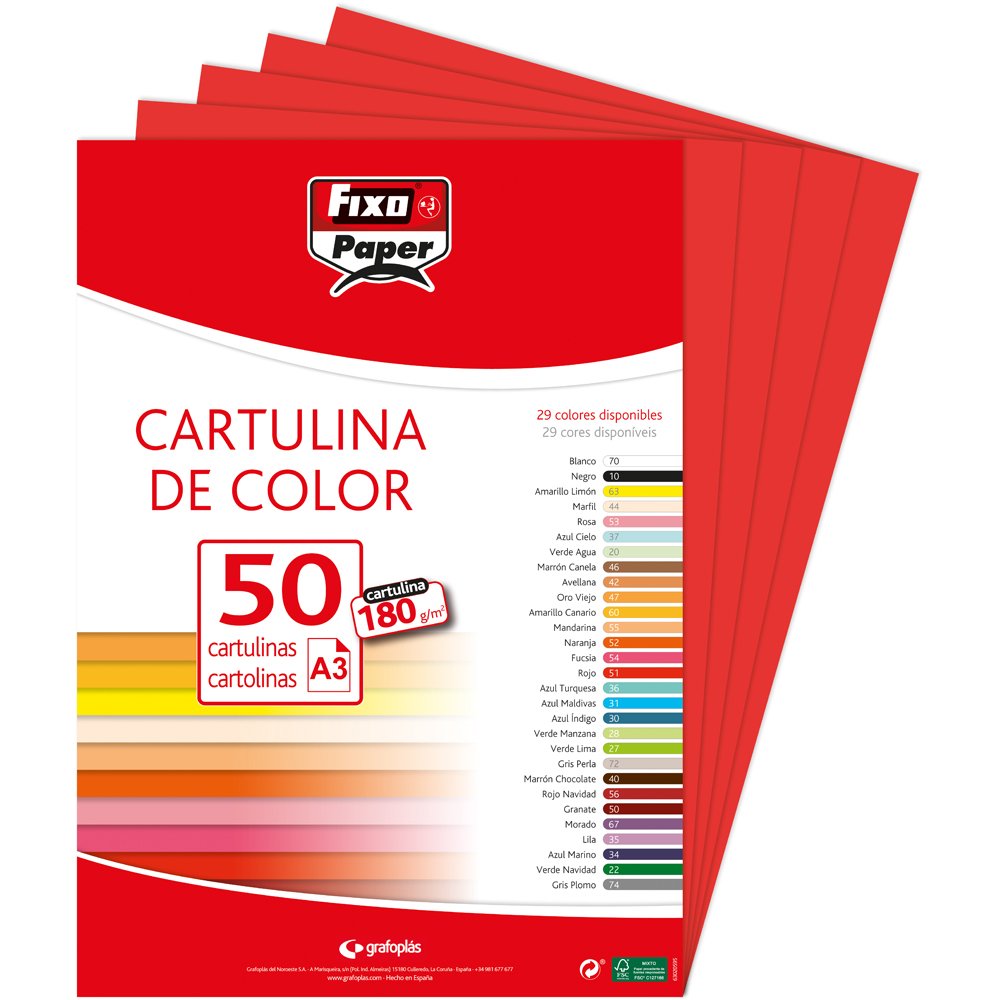 CARTULINA A3 ROJO 180GRS FIXO Ref. 11120351