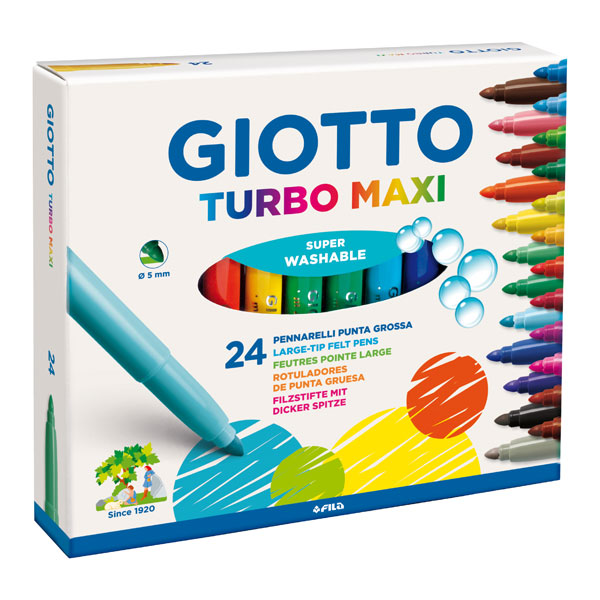 CAJA 24 ROTULADORES COLORES SURTIDOS GIOTTO TURBO MAXI Ref. F455000