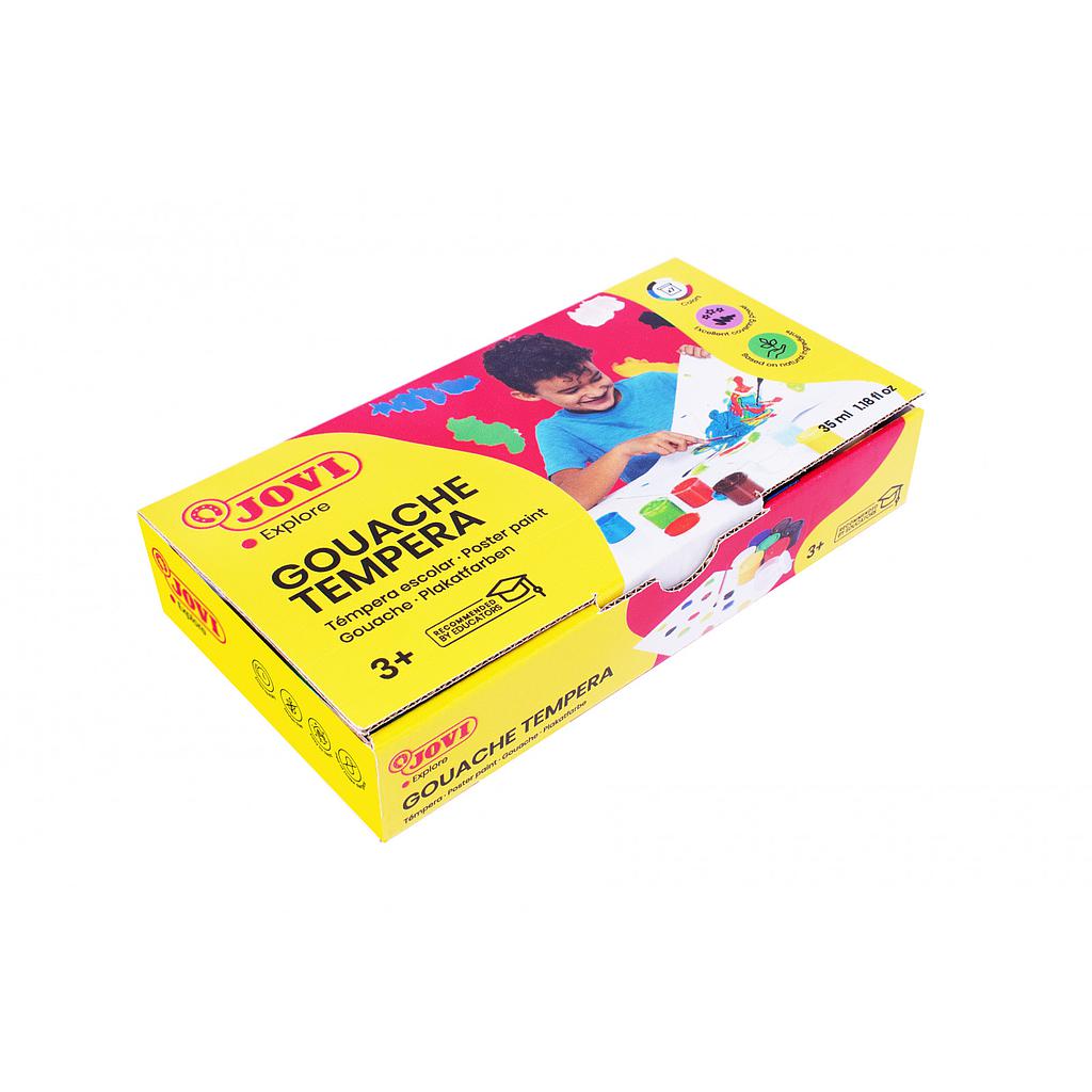 Caja de 7 botes de 35ml TEMPERA COLORES SURTIDOS JOVI Ref. 507