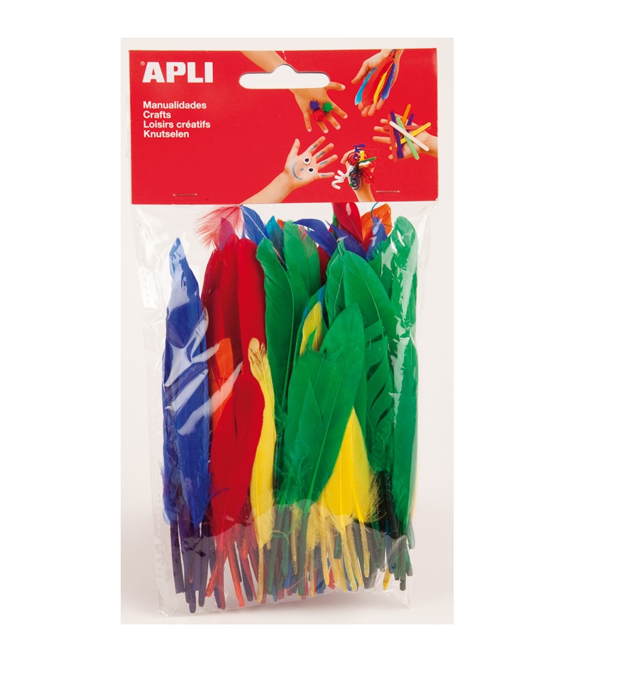 BOLSA 100 PLUMAS COLORES SURTIDOS APLI Ref. 13060