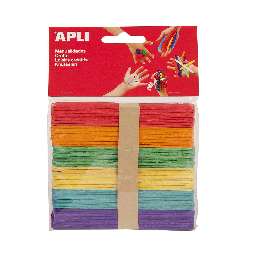 PACK DE 50 PALOS POLO COLORES FINO 114x10mm APLI Ref. 13064