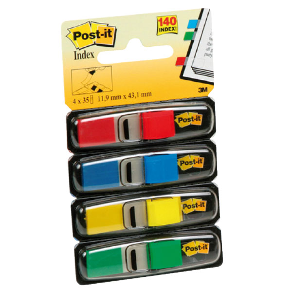 BLISTER 140 BANDERITAS MARGAPAGINAS 12x43mm 4 COLORES POST-IT Ref. 683-4