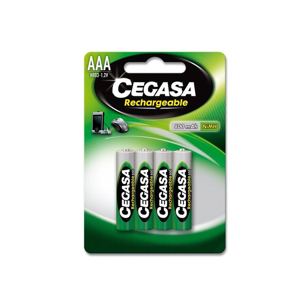 PACK DE 4 PILAS RECARGABLES CEGASA AAA LR03 800mah Ref. 104373