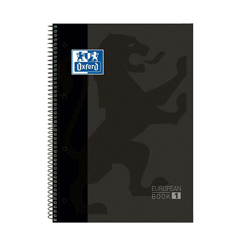BLOC EUROPEANBOOK 1 A4 T.EXTRADURA 80h CUADRICULA 5X5 NEGRO OXFORD R.100430269