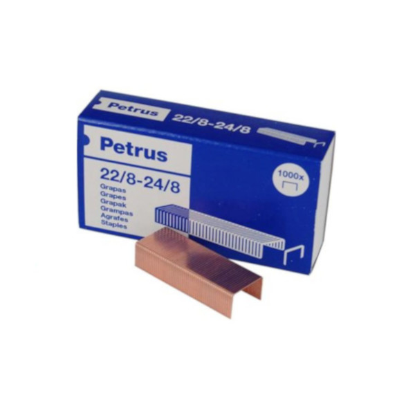 PETRUS CAJA DE 1000 GRAPAS COBREADAS 22/8 - 24/8 Ref. 55714