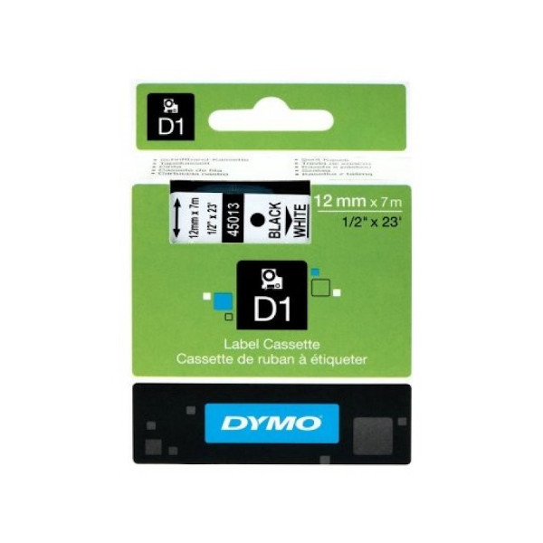 CINTA DYMO D1 12mmX7mt BLANCO/NEGRO Ref. 45013 / S0720530..