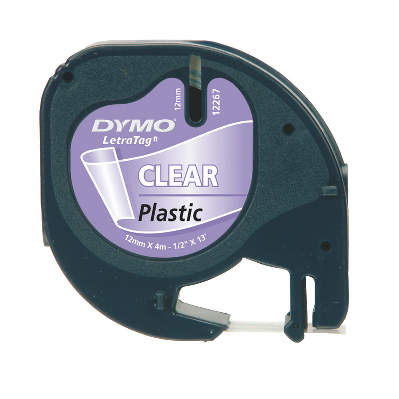 CINTA PLASTICO LETRATAG 12mmx4m TRANSPARENTE/NEGRO Ref. 12267 / S0721530