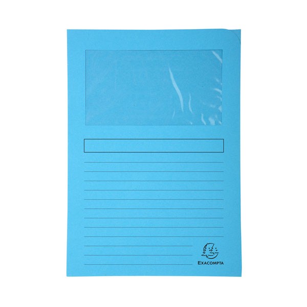 PACK 25 SUBCARPETAS CON VENTANA EXACOMPTA 120GR 22X31cm COLOR AZUL CLARO Ref. 50252E