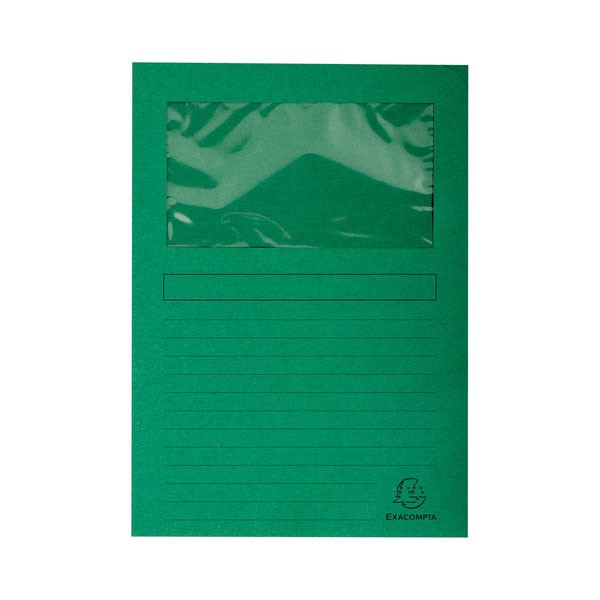 PACK 25 SUBCARPETAS CON VENTANA EXACOMPTA 120GR 22X31cm COLOR VERDE CLARO Ref. 50253E
