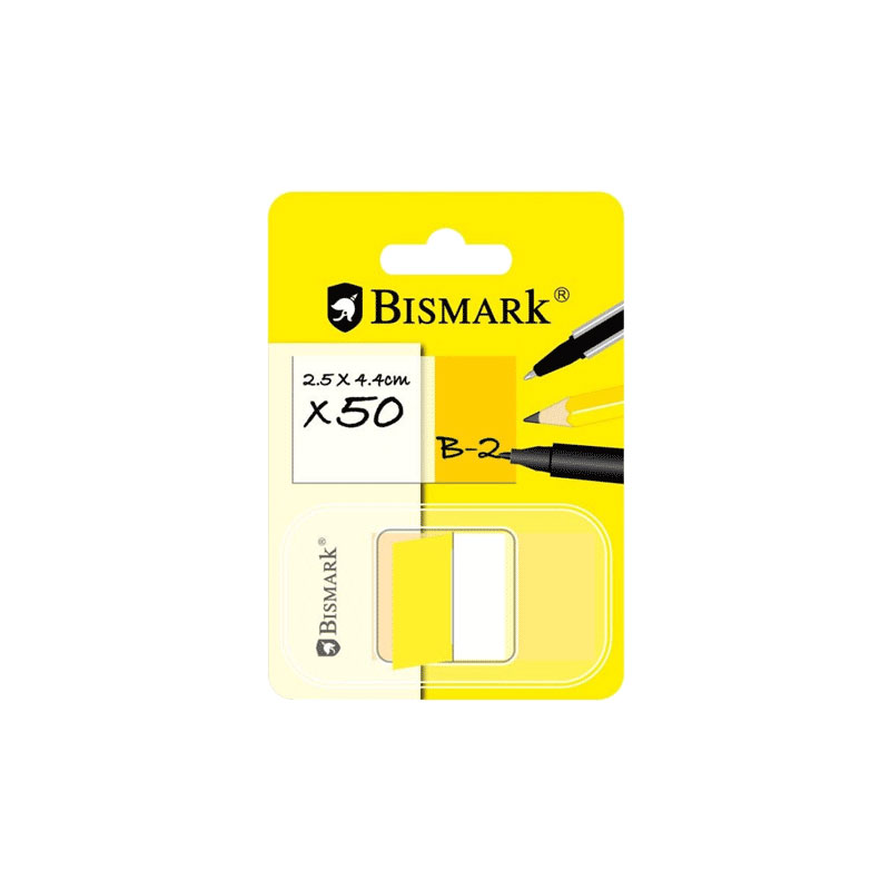 BLISTER 50 BANDERITAS MARCAPAGINAS 25x43mm COLOR AMARILLO BISMARK Ref. 319464