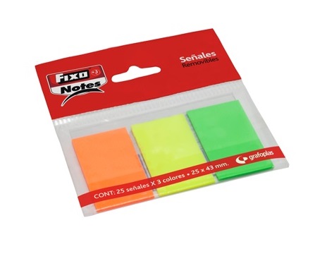 PACK 3x25 MARCADORES MARGAPAGINAS PET FIXO NOTES 25x43mm Ref. 65006280