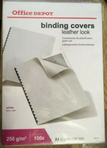 P/100 Tapas de encuadernación aspecto de cuero A4, 250 g / m2, blanco OFD R.3384338-