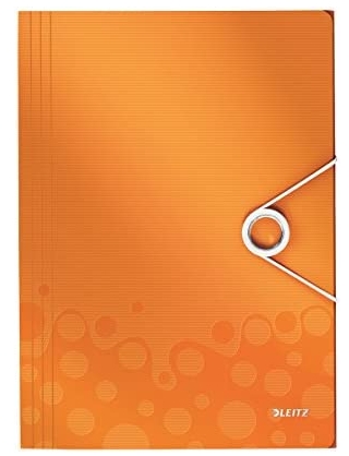 Carpeta de gomas Leitz Wow A4 naranja metalizado 8 mm 3 solapas Ref. 45990044