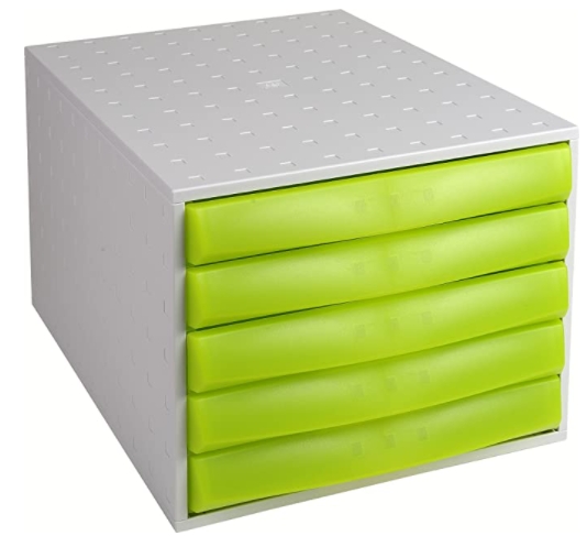 MODULO de 5 cajones verde/gris claro 38,7 (a) x 28,4 (p) x 21,8 (h) cm 5 cajones Ref. 222081D