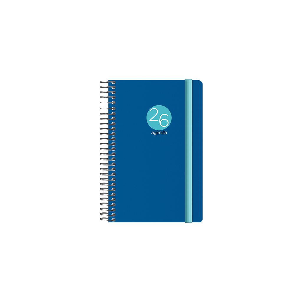 *AGOTADA* AGENDA ESPIRAL 15X21 TAPA POLIP. D/P DIA PAGINA MEMPHIS AZUL R.12724
