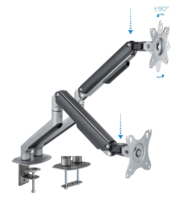 Tooq Soporte Mesa Pantallas Giratorio Inclinacion 2 Brazos 17-32" - Color Gris R.DB4132TNR-G